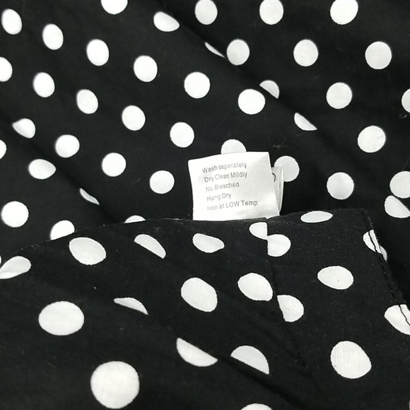 Maggie Tang Retro 1950's Medium Black & White Polka Dot Halter Midi Swing Dress - Picture 9 of 9